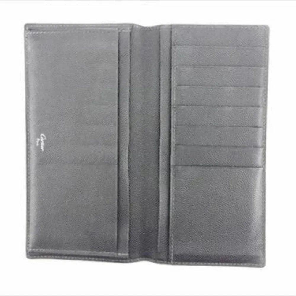 Cartier Wallet Purse Long Wallet Black Silver Mens Authentic Used T7084 - Picture 8 of 9
